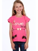 Girls\' blouse with hearts, amaranth NDZ8311 - Online store - Boutique